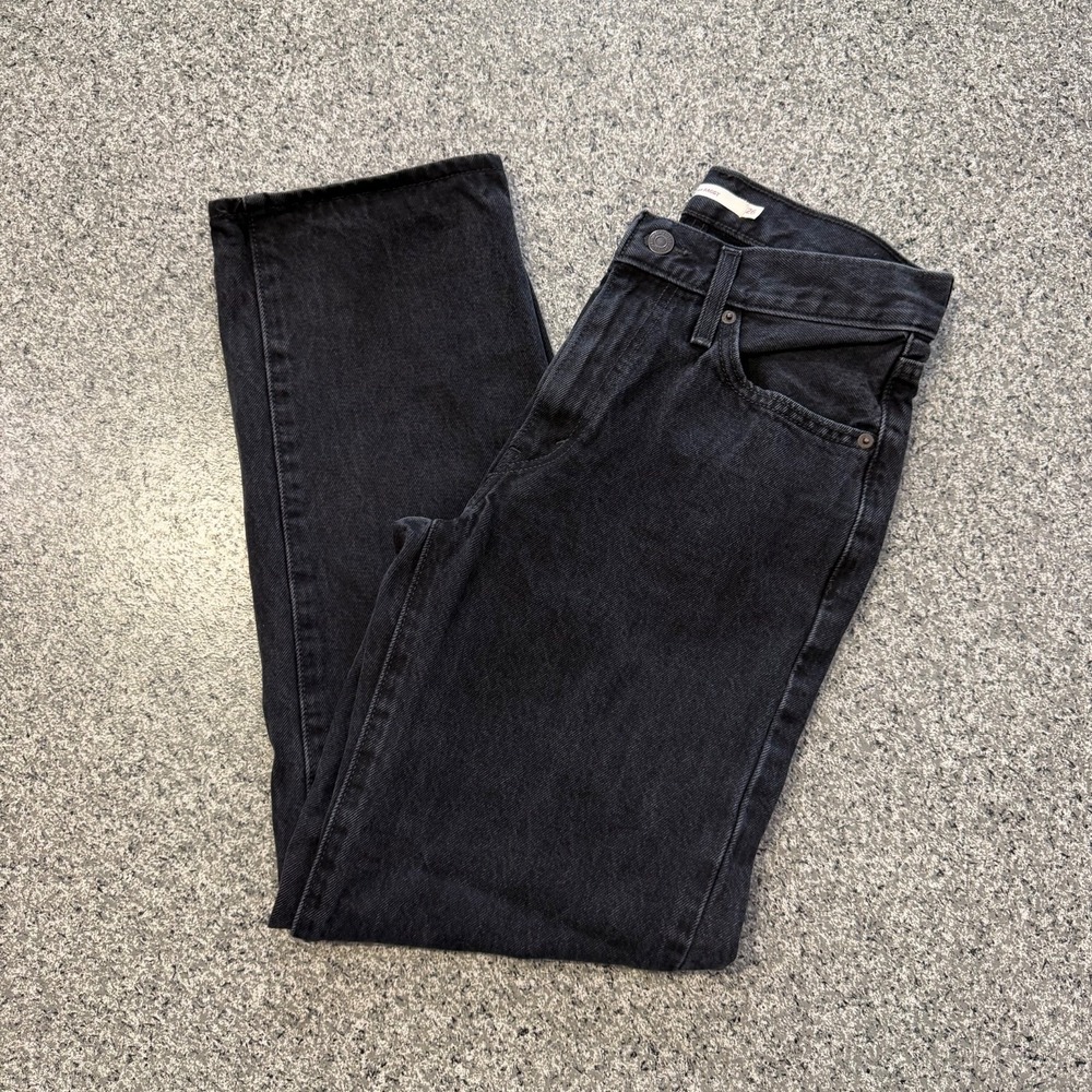 Levis 94 Baggy Jeans Womens 26x29 Black Mid Rise Straight Leg Loose Fit Denim